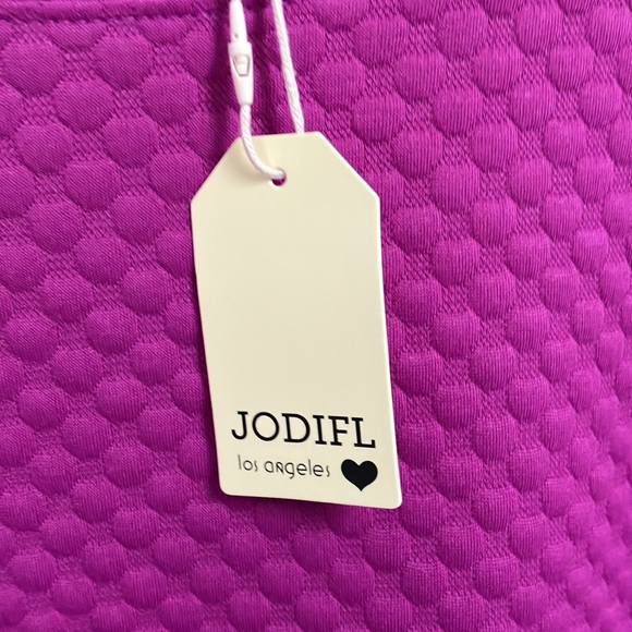 NWT Jodifl Vibrant Purple Textured Top Large New With Tags Puff Sleeve - Picture 6 of 13